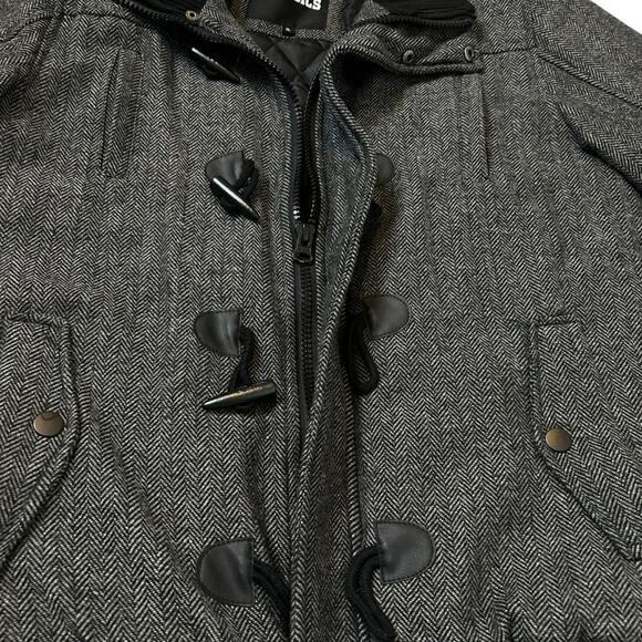 Urban Classics Jacket Coat Mens Size XL Dark Gray Herringbone Wool Blend Warm - Picture 4 of 12